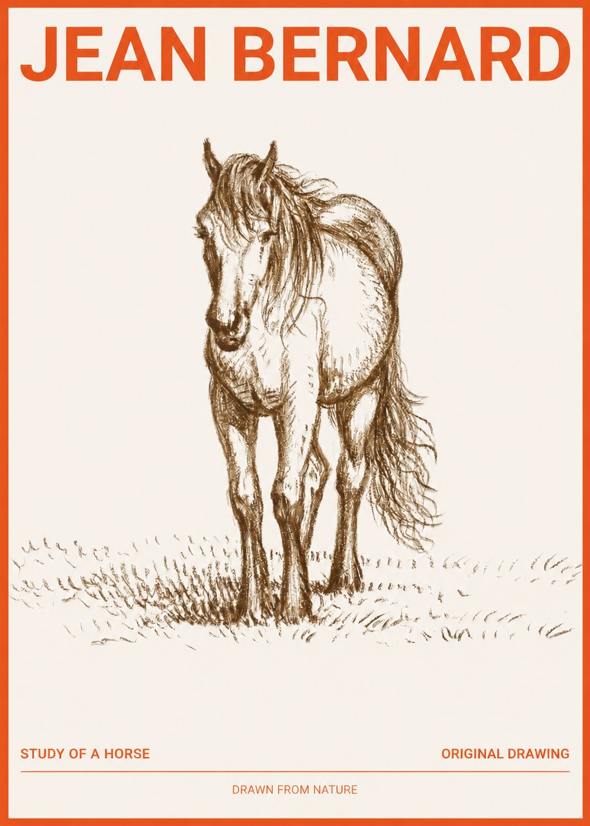 Jean Bernard Study of a Horse XV No2 - Plakat