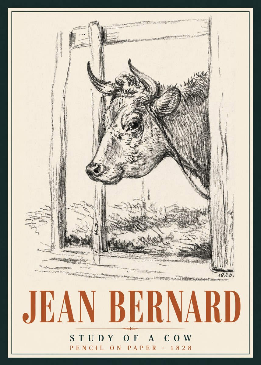 Jean Bernard Study of a Cow XVIII No5 - Plakat