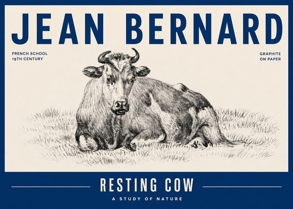 Jean Bernard Resting Cow V No6 - Plakat