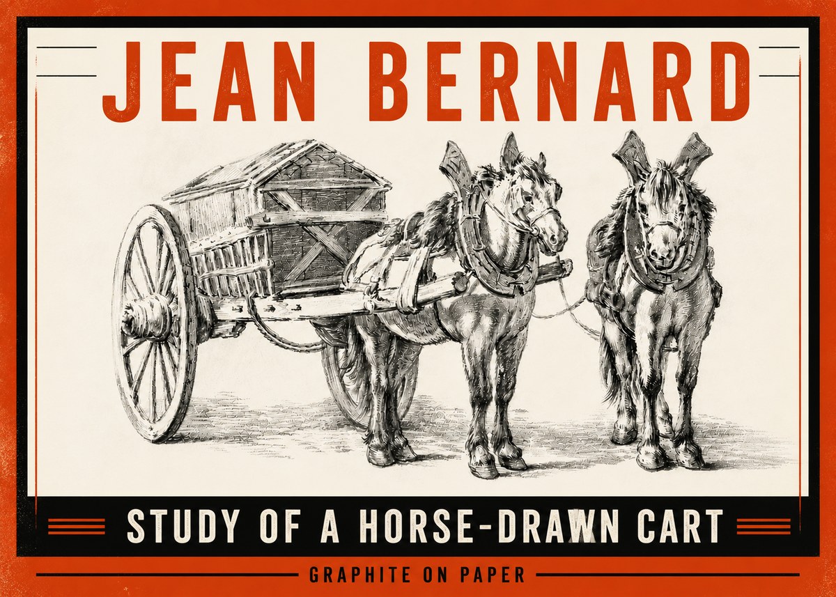 Jean Bernard Horse Team and Cart No5 - Plakat