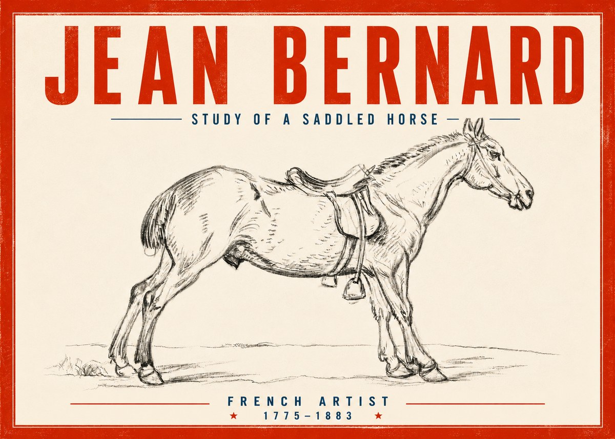 Jean Bernard Study of a Saddled Horse No5 - Plakat