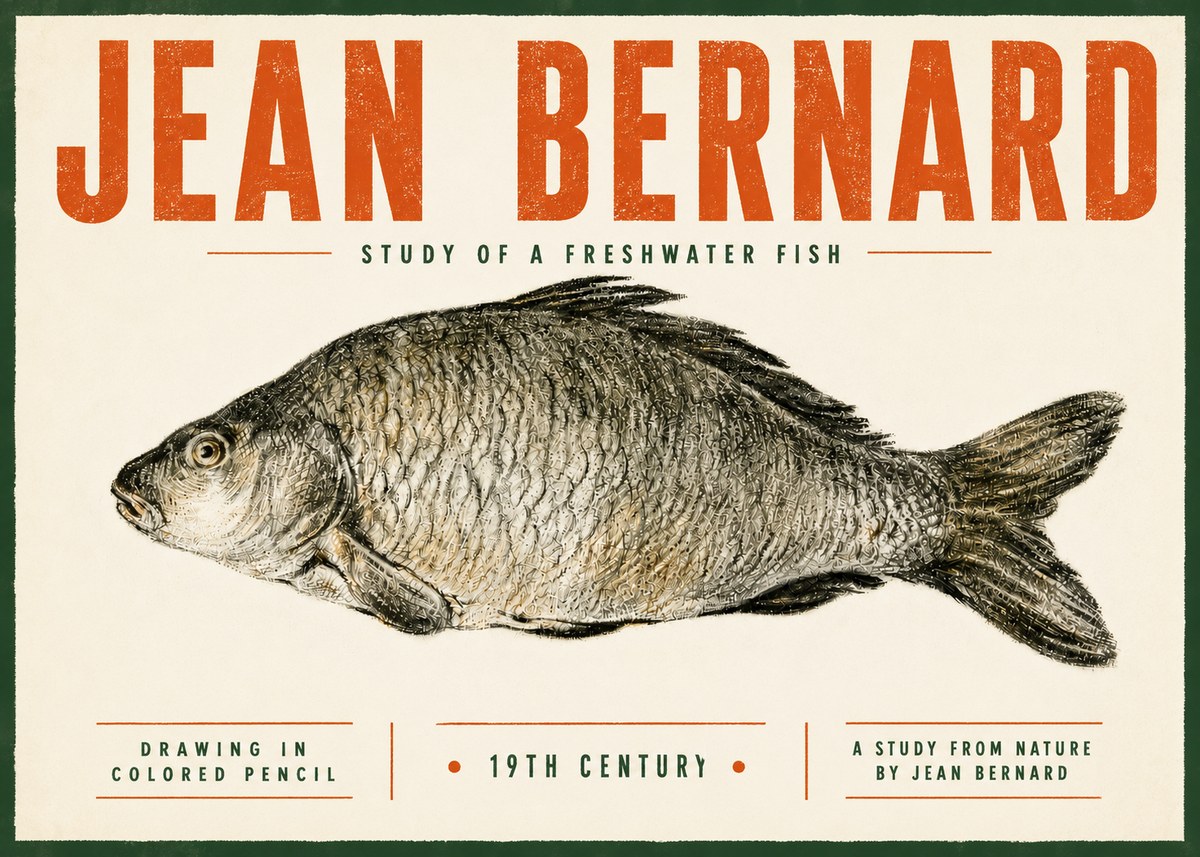 Jean Bernard Study of a Freshwater Fish No5 - Plakat