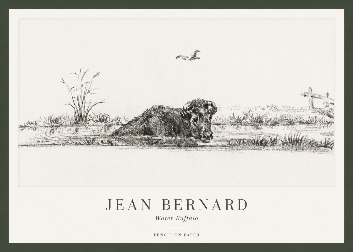Jean Bernard Study of a Water Buffalo No2 - Plakat