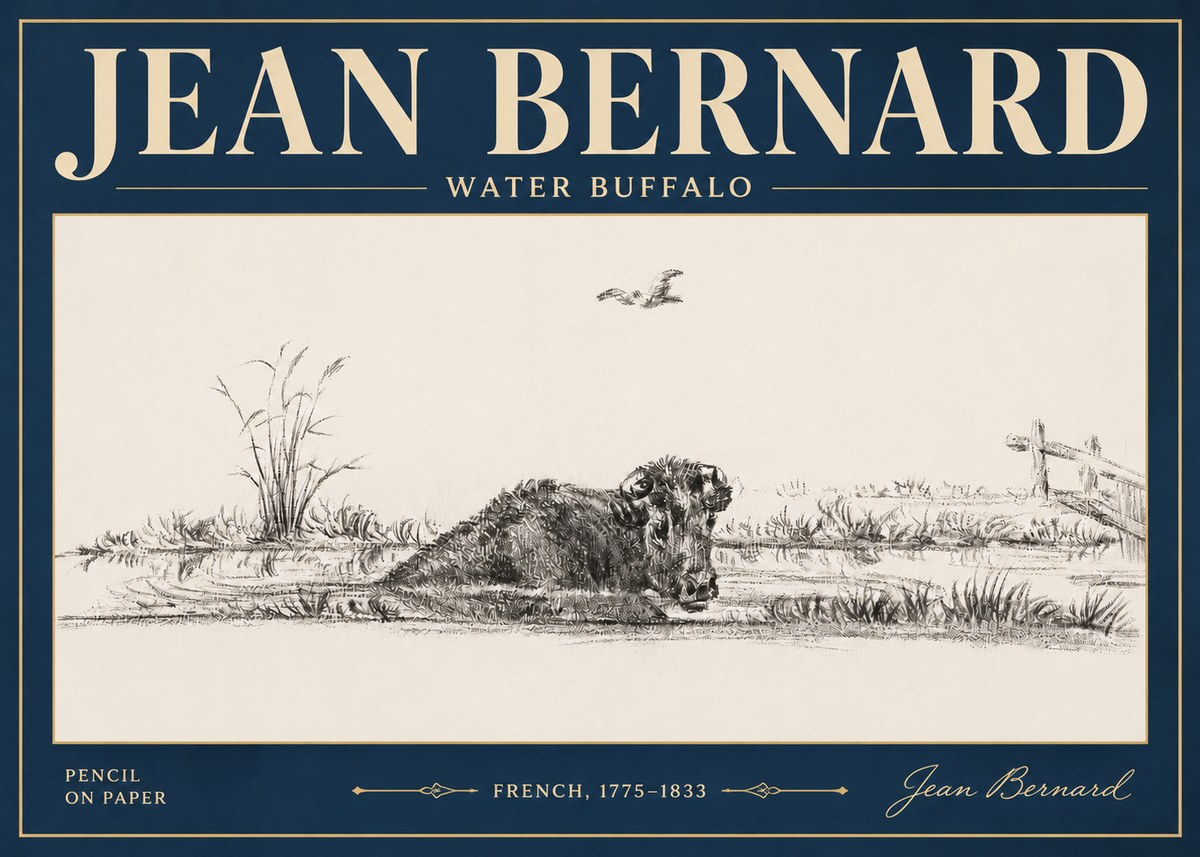 Jean Bernard Study of a Water Buffalo No5 - Plakat