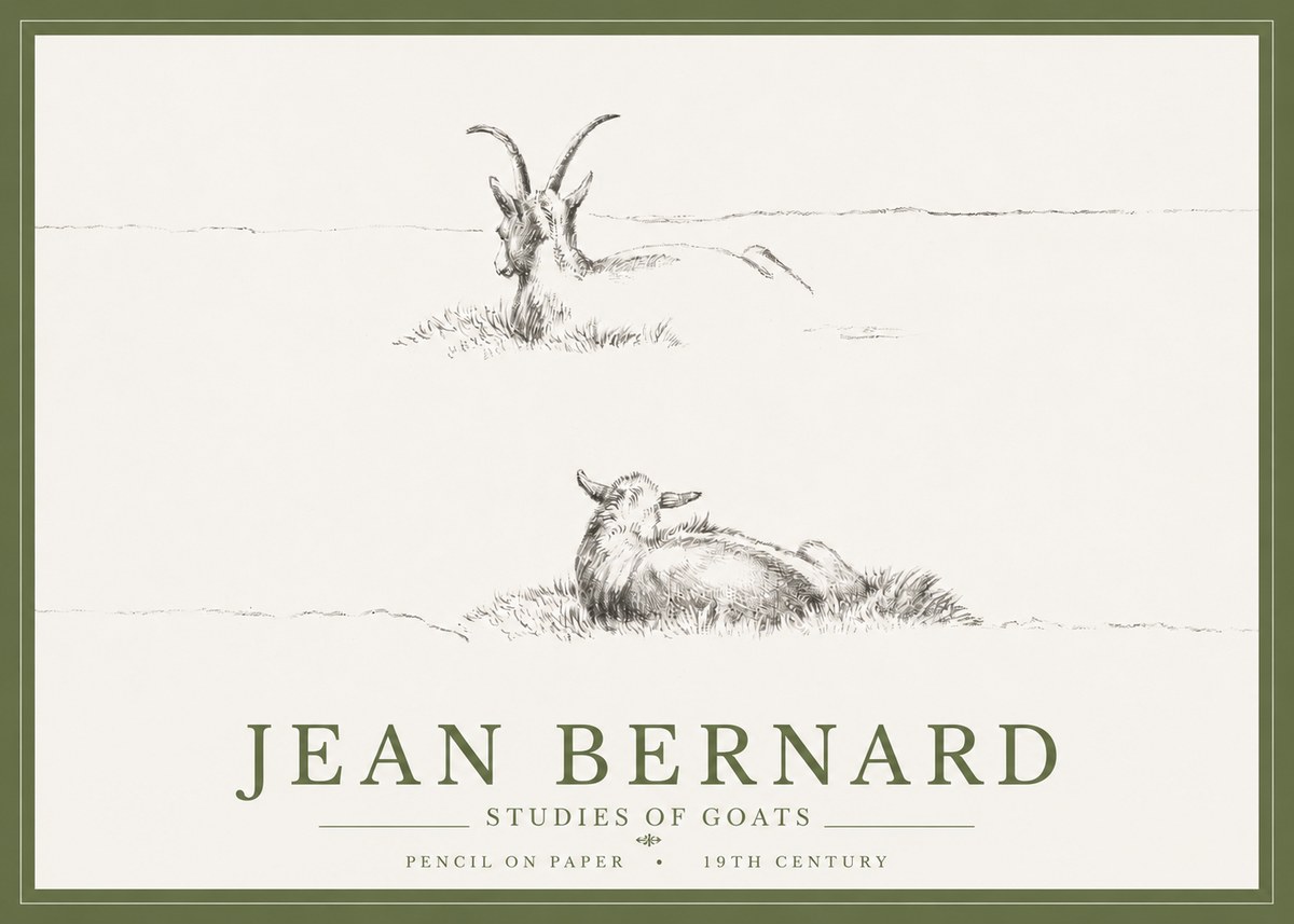 Jean Bernard Two Goats Resting No5 - Plakat