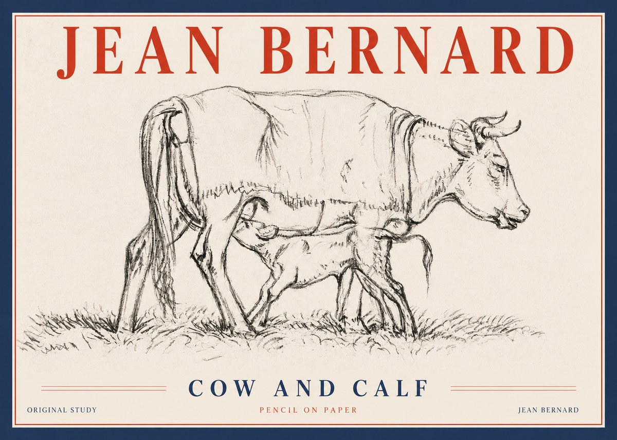 Jean Bernard Cow and Calf II No4 - Plakat