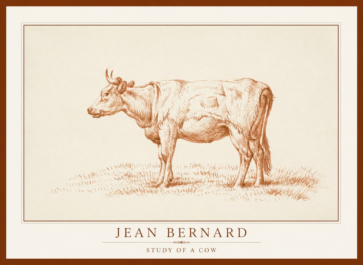 Jean Bernard Study of a Cow XIX No1 - Plakat