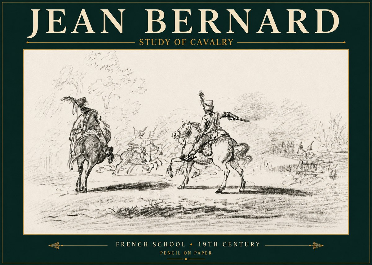 Jean Bernard Study of Cavalry No4 - Plakat