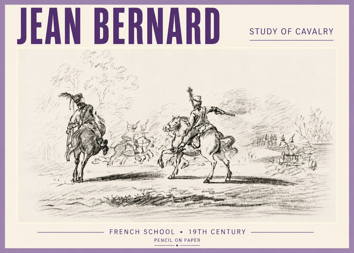 Jean Bernard Study of Cavalry No5 - Plakat