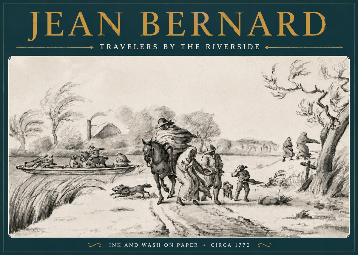 Jean Bernard Travelers by the Riverside No4 - Plakat