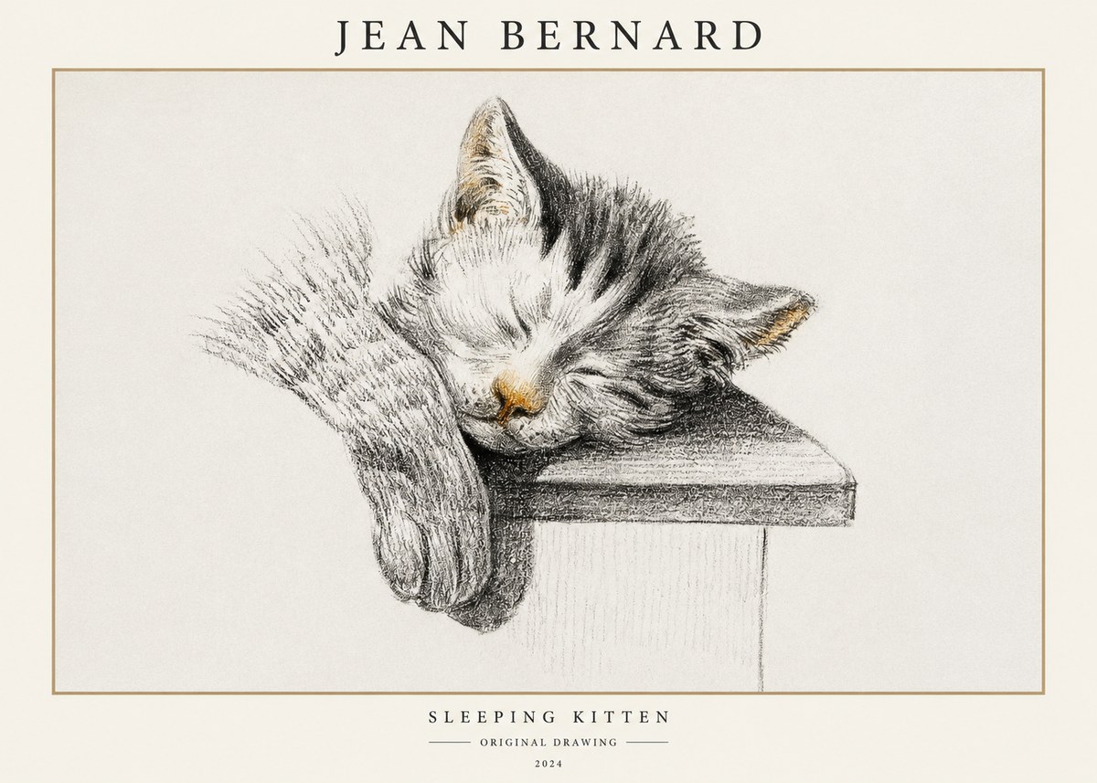 Jean Bernard Sleeping Kitten No1 - Plakat