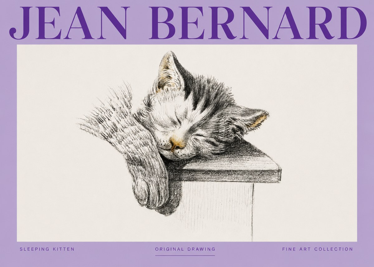 Jean Bernard Sleeping Kitten No3 - Plakat