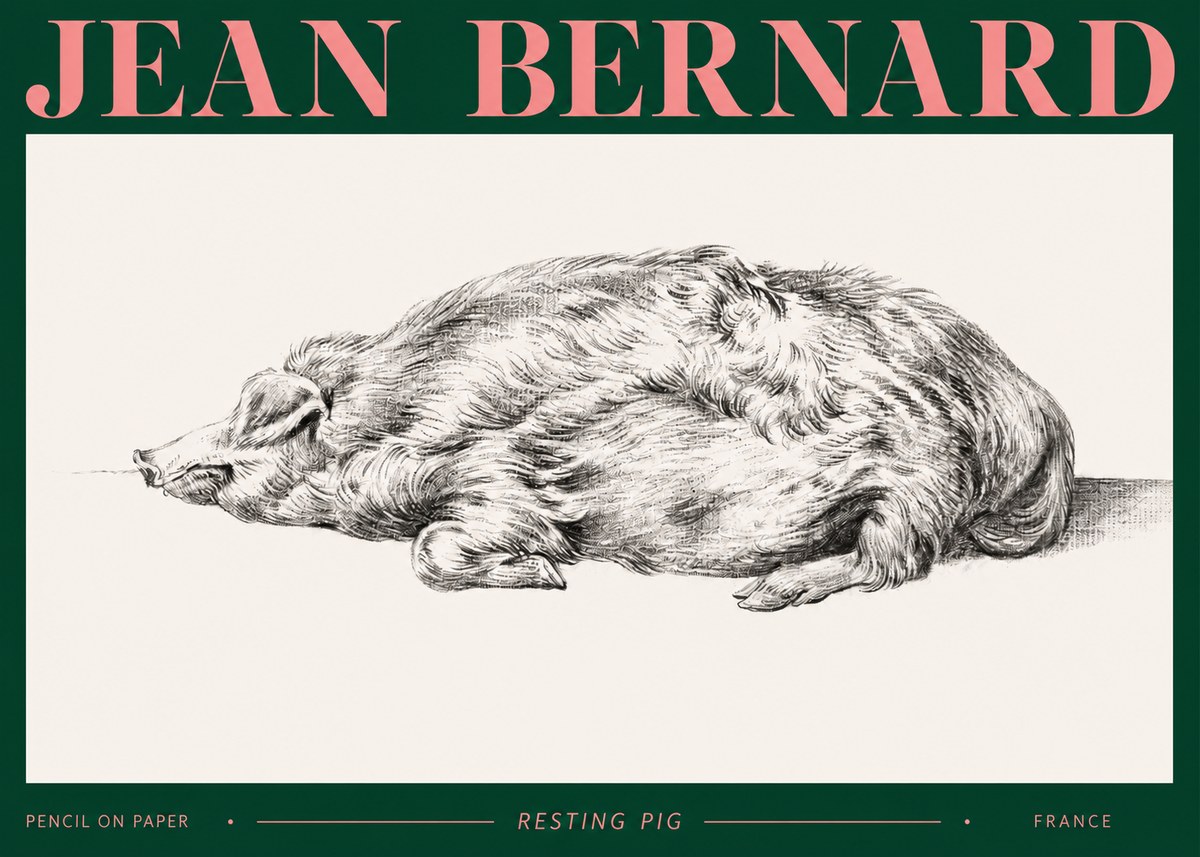 Jean Bernard Resting Pig II No2 - Plakat
