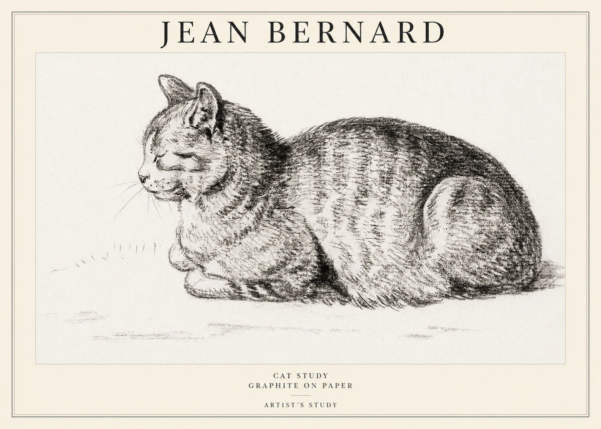 Jean Bernard Cat Study XII No1 - Plakat