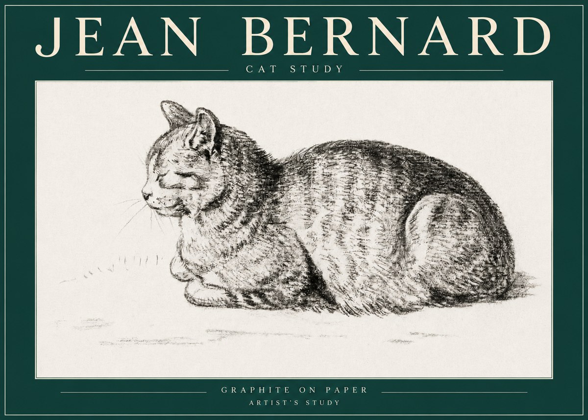 Jean Bernard Cat Study XII No3 - Plakat