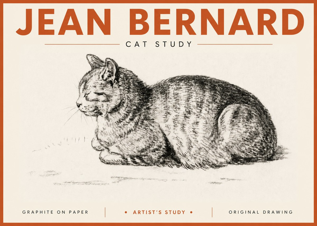 Jean Bernard Cat Study XII No4 - Plakat