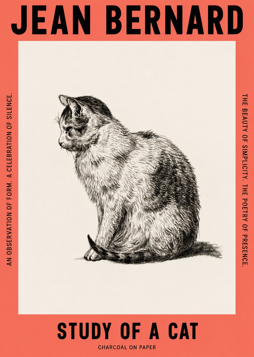 Jean Bernard Study of a Cat IV No2 - Plakat