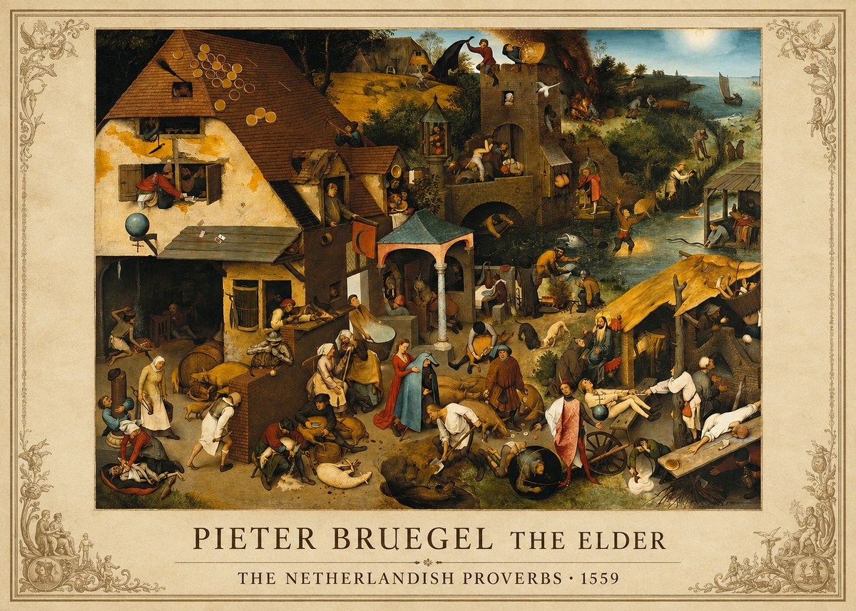 Pieter Bruegel The Netherlandish Proverbs I No1 - Plakat