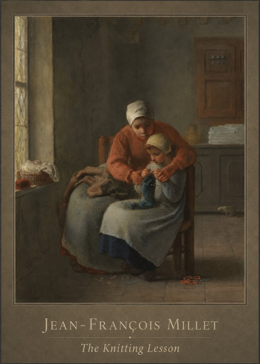 Jean-François Millet The Knitting Lesson II No1 - Plakat