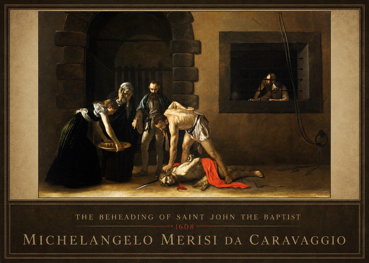 Michelangelo Merisi da Caravaggio The Beheading of Saint John the Baptist No6 - Plakat
