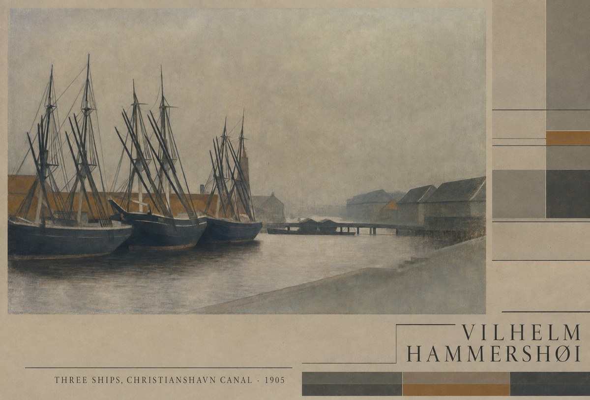 Vilhelm Hammershøi Three Ships, Christianshavn Canal No4 - Plakat