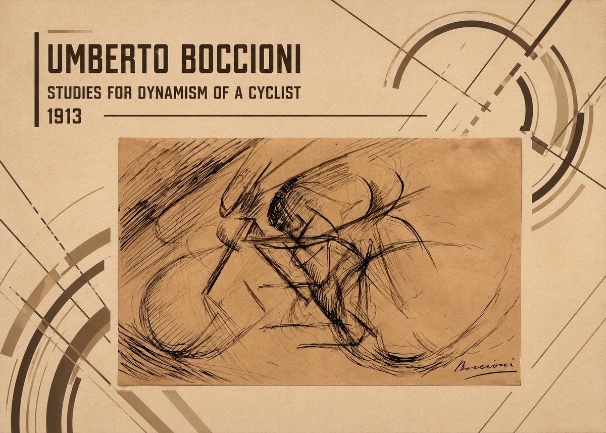 Umberto Boccioni Studies for Dynamism of a Cyclist No3 - Plakat