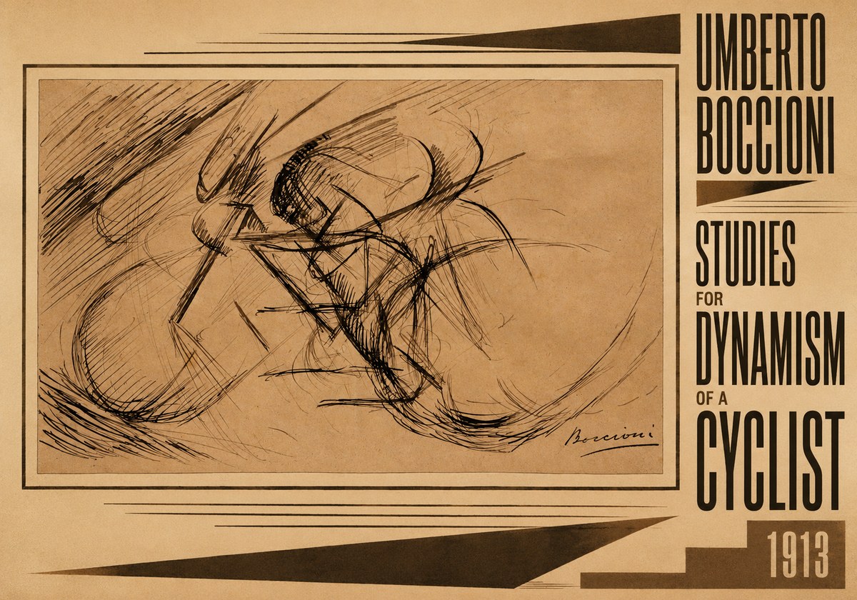 Umberto Boccioni Studies for Dynamism of a Cyclist No5 - Plakat