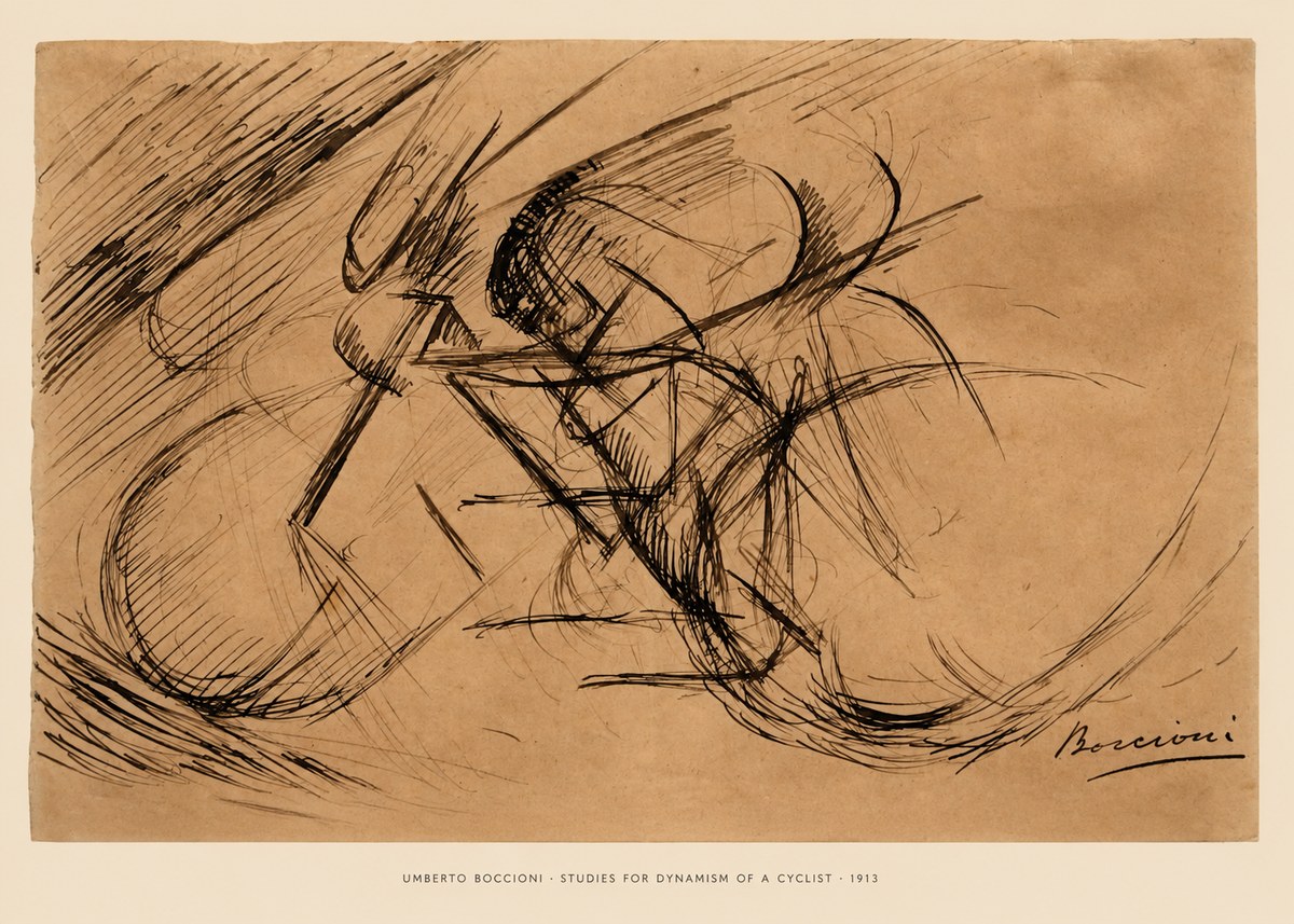 Umberto Boccioni Studies for Dynamism of a Cyclist No6 - Plakat