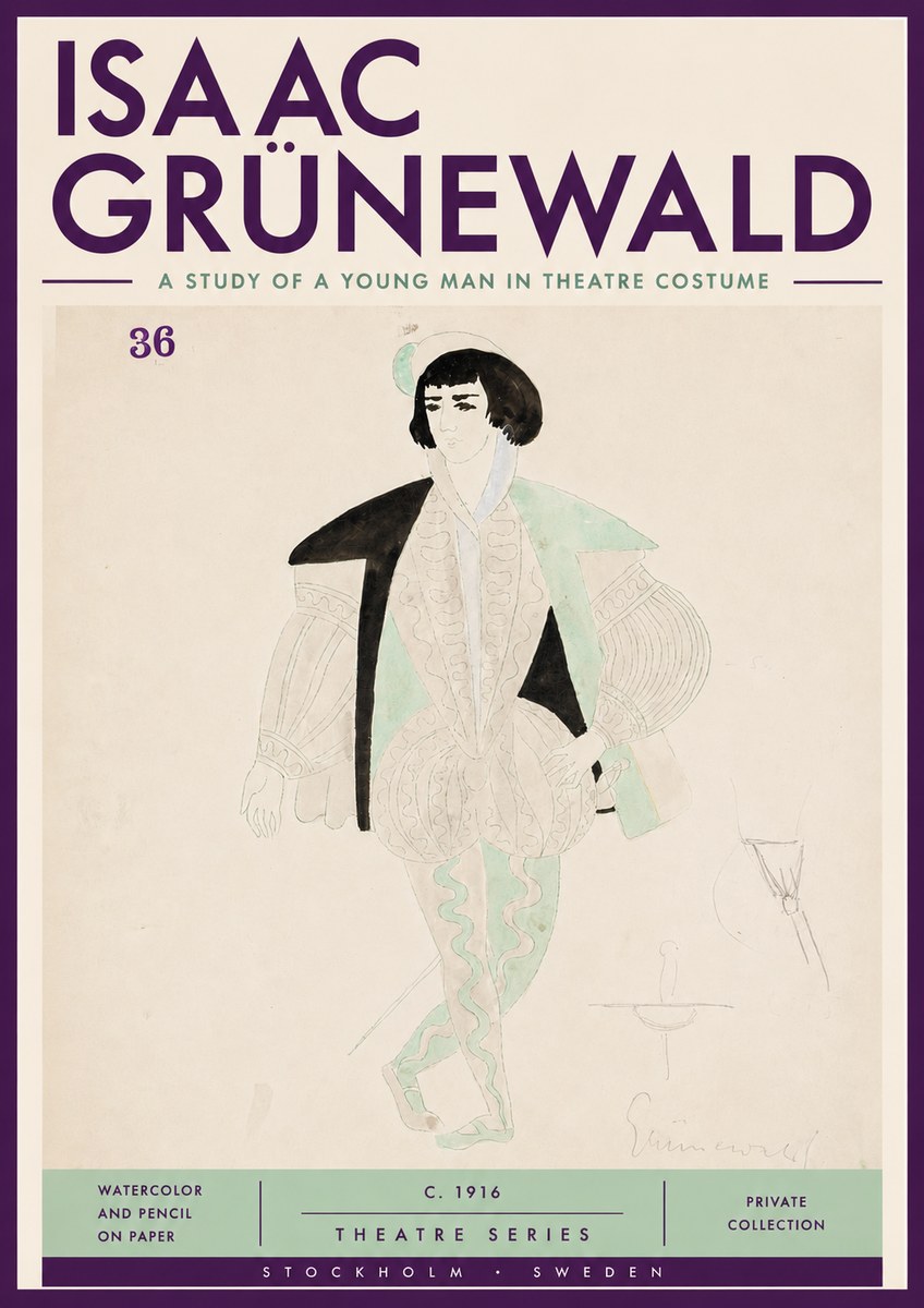Isaac Grünewald A Study of a Young Man in Theatre Costume No4 - Plakat