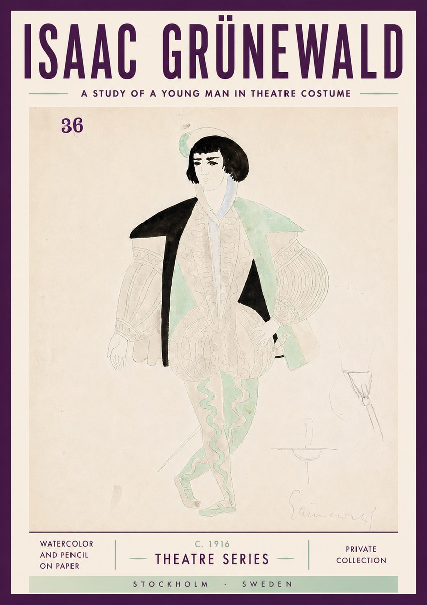 Isaac Grünewald A Study of a Young Man in Theatre Costume No5 - Plakat