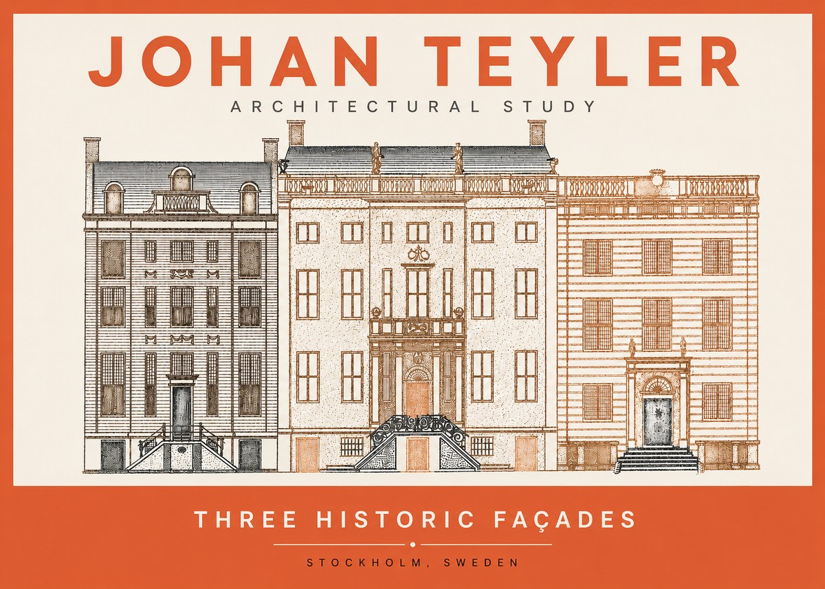 Johan Teyler Architectural Study - Three Historic Façades No2 - Plakat