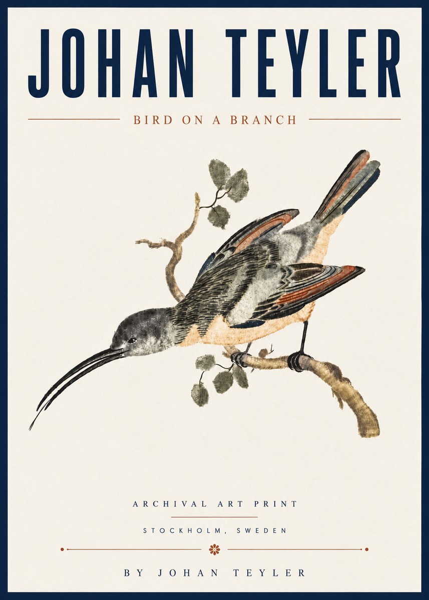 Johan Teyler Bird on a Branch No6 - Plakat