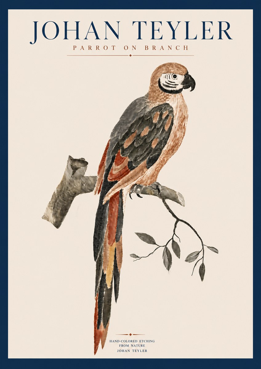 Johan Teyler Parrot on Branch No3 - Plakat