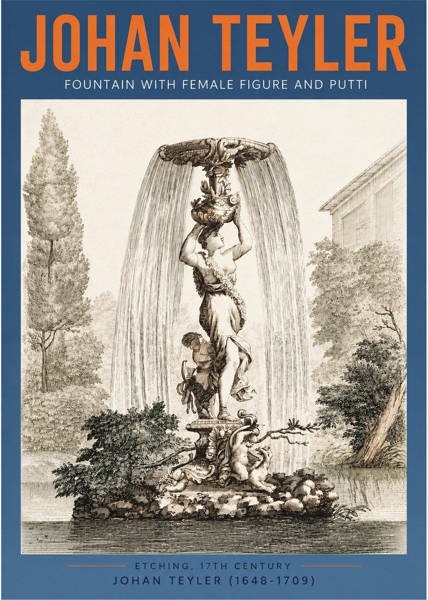 Johan Teyler Fountain with Allegorical Figures No4 - Plakat