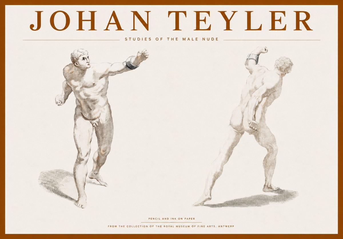 Johan Teyler Studies of the Male Nude No1 - Plakat