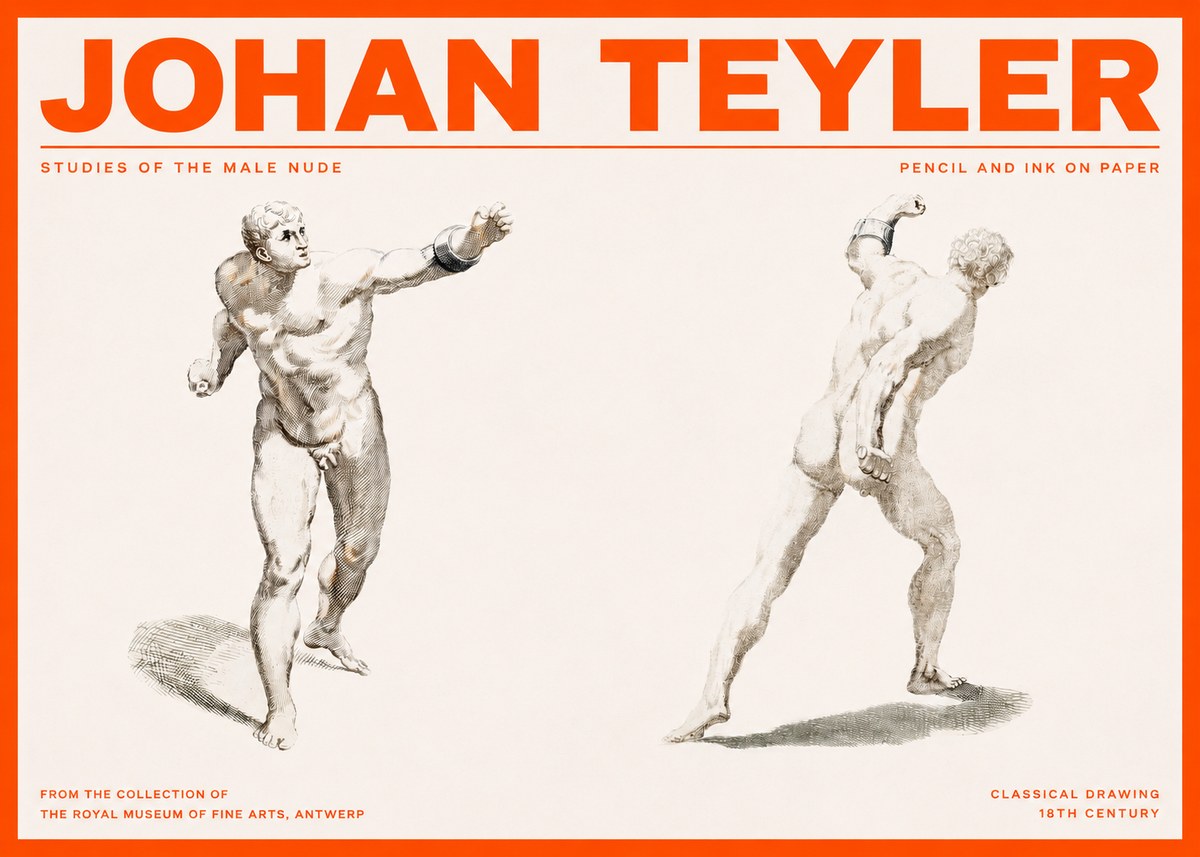 Johan Teyler Studies of the Male Nude No2 - Plakat