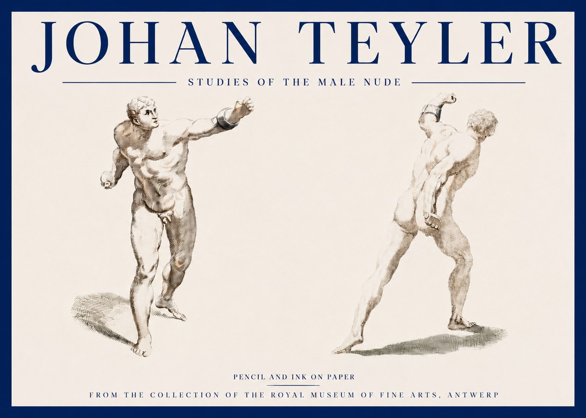 Johan Teyler Studies of the Male Nude No3 - Plakat