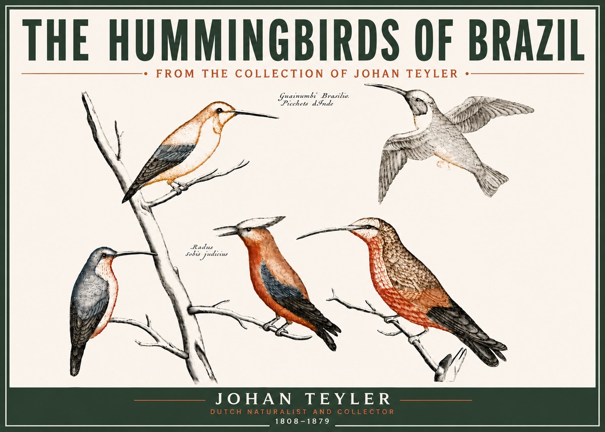Johan Teyler The Hummingbirds of Brazil from the Collection of Johan Teyler No6 - Plakat