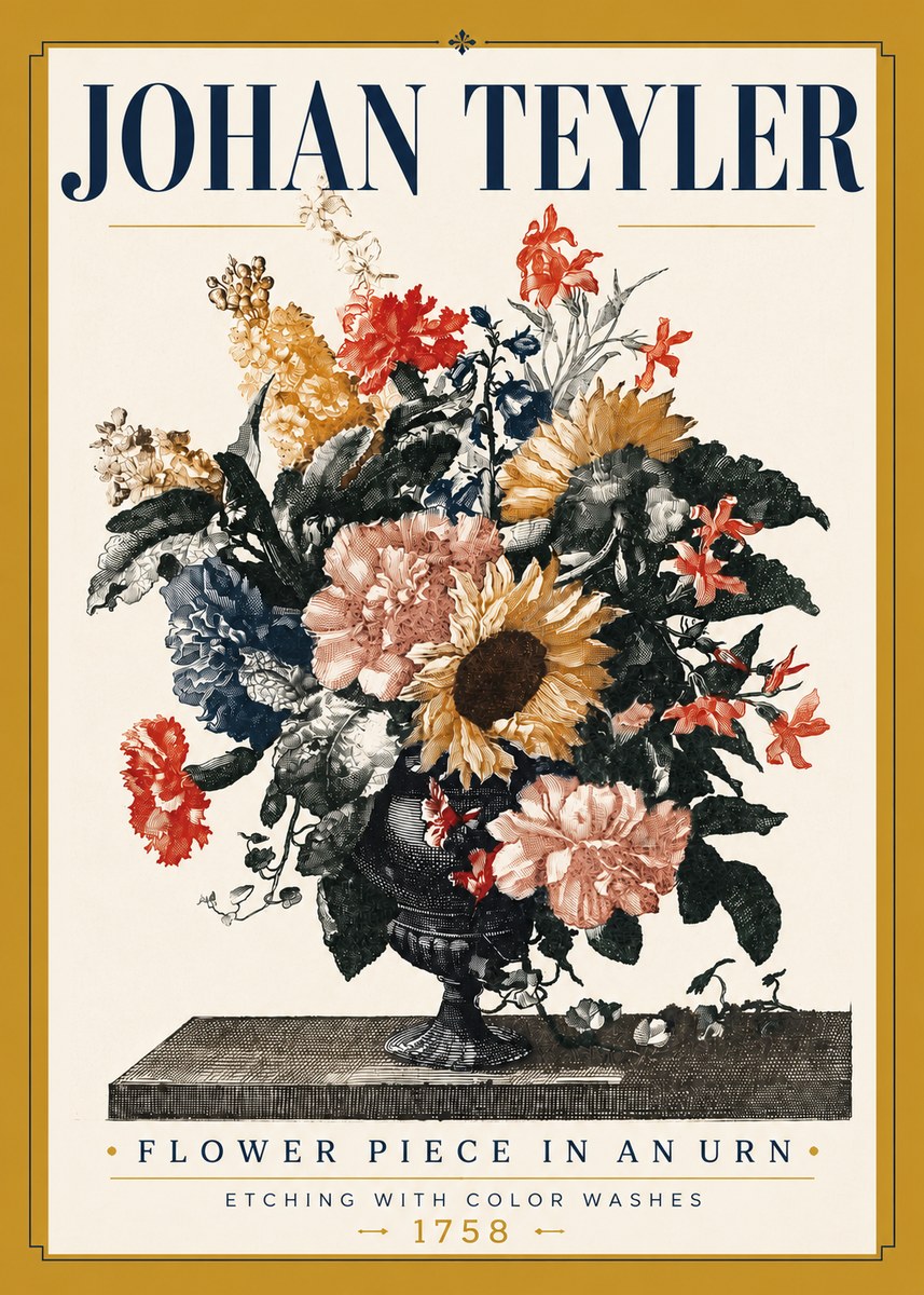 Johan Teyler Flower Piece in an Urn I No5 - Plakat