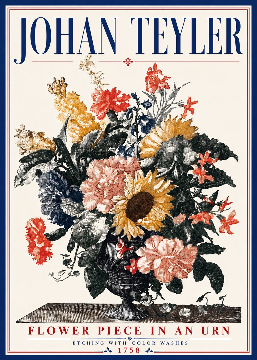 Johan Teyler Flower Piece in an Urn I No6 - Plakat