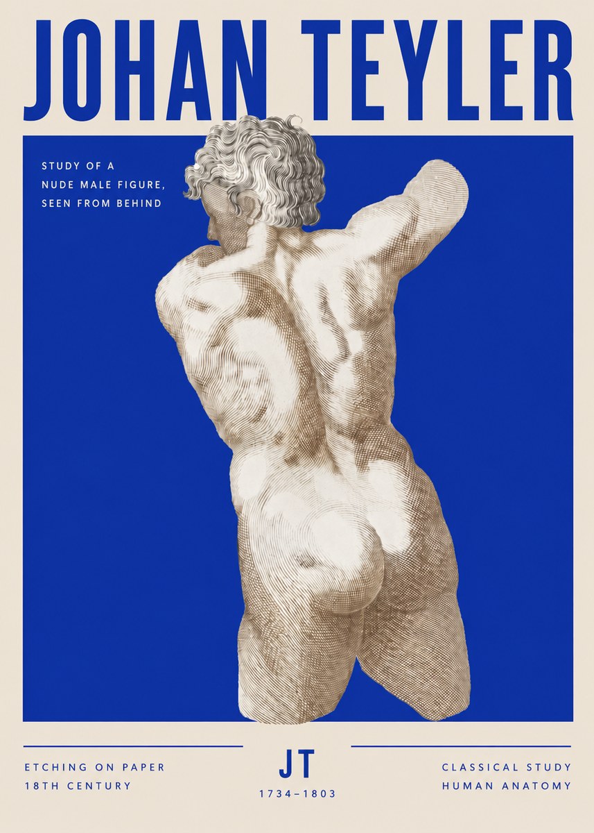Johan Teyler Study of a Nude Male Figure, Seen from Behind No3 - Plakat