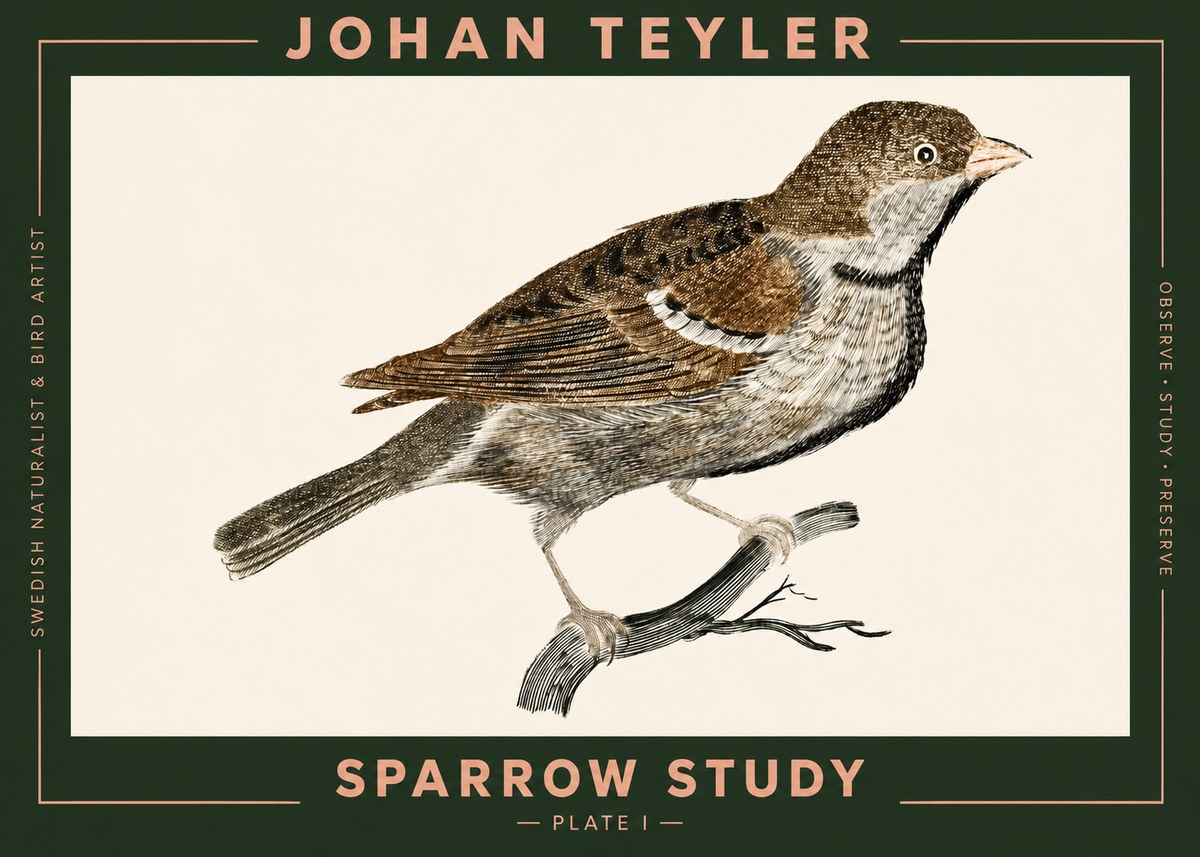 Johan Teyler Sparrow Study No2 - Plakat