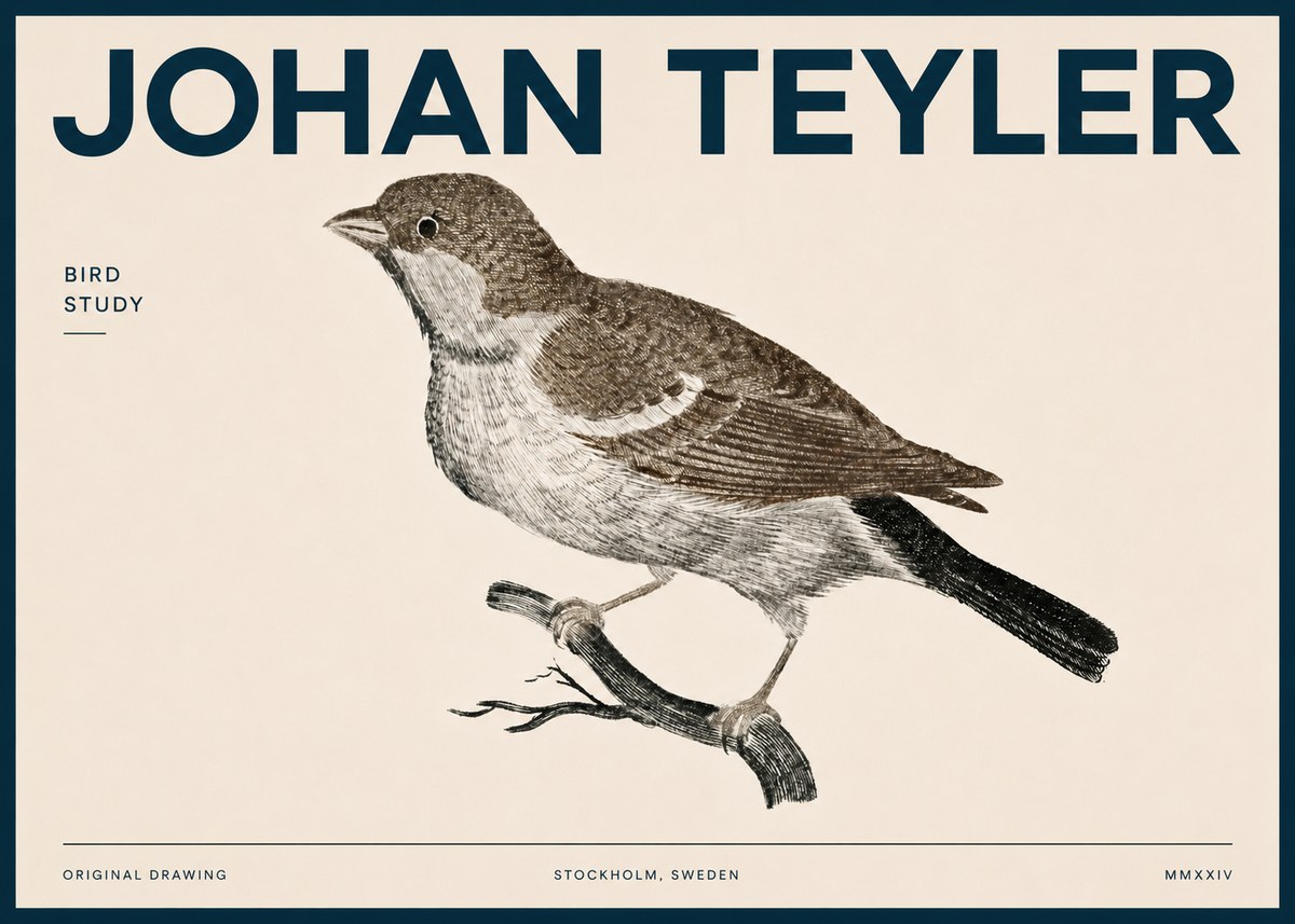 Johan Teyler Bird Study II No4 - Plakat