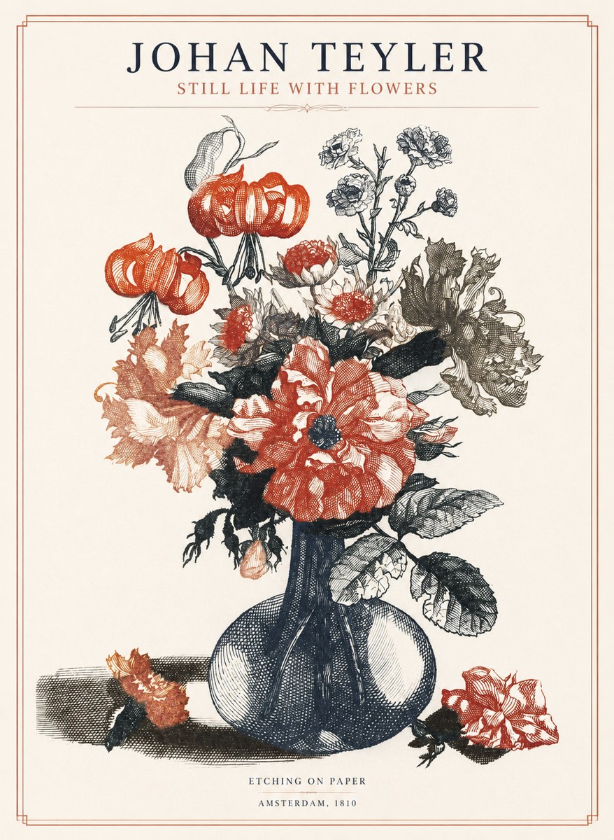Johan Teyler Still Life with Flowers No1 - Plakat