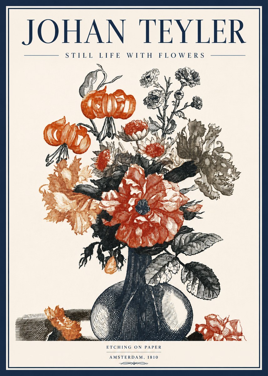 Johan Teyler Still Life with Flowers No3 - Plakat