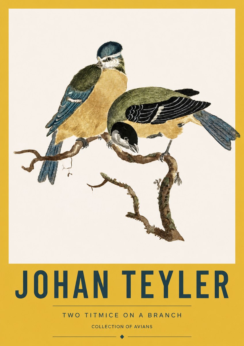Johan Teyler Two Titmice on a Branch No3 - Plakat