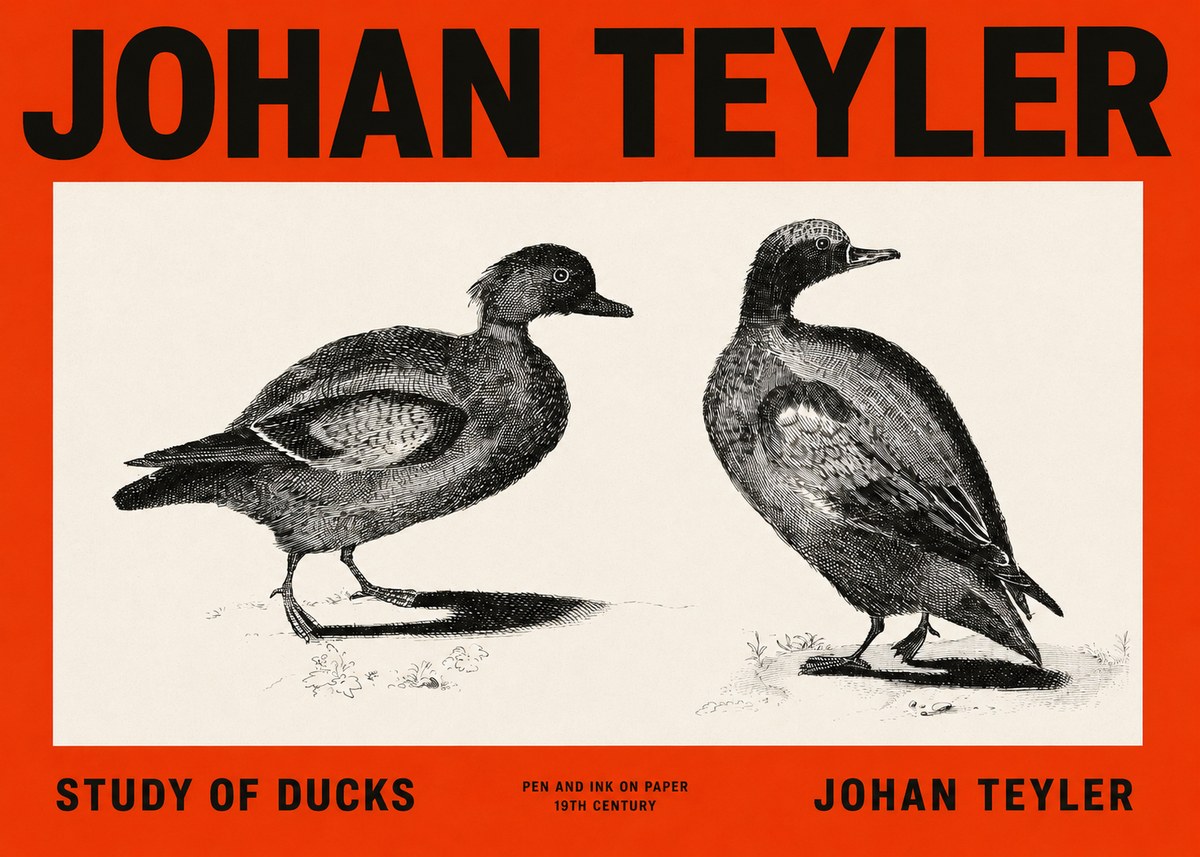 Johan Teyler Study of Ducks No2 - Plakat