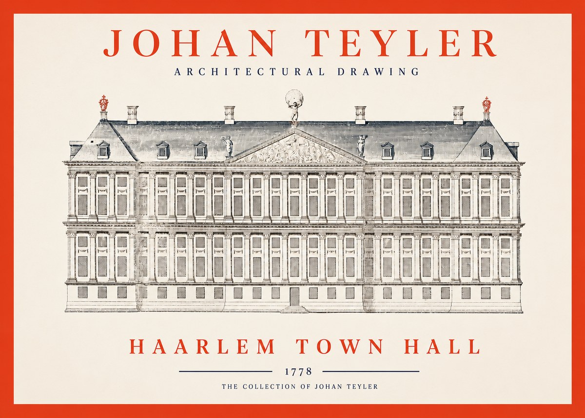 Johan Teyler Haarlem Town Hall - Elevation - 1778 No2 - Plakat