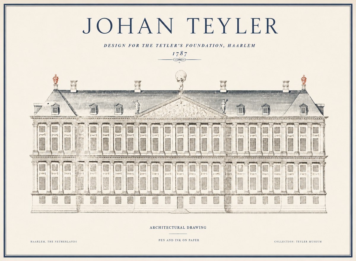 Johan Teyler Haarlem Town Hall - Elevation - 1778 No5 - Plakat