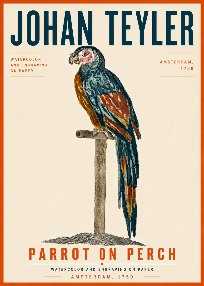 Johan Teyler Parrot on Perch No6 - Plakat